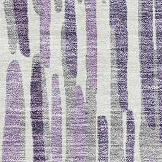 Purple Ivory And Gray Abstract Washable Area Rug With UV Protection Photo 3