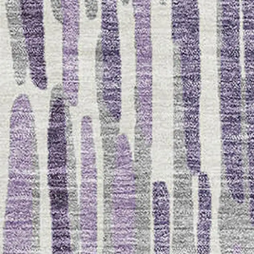Purple Ivory And Gray Abstract Washable Area Rug With UV Protection Photo 3