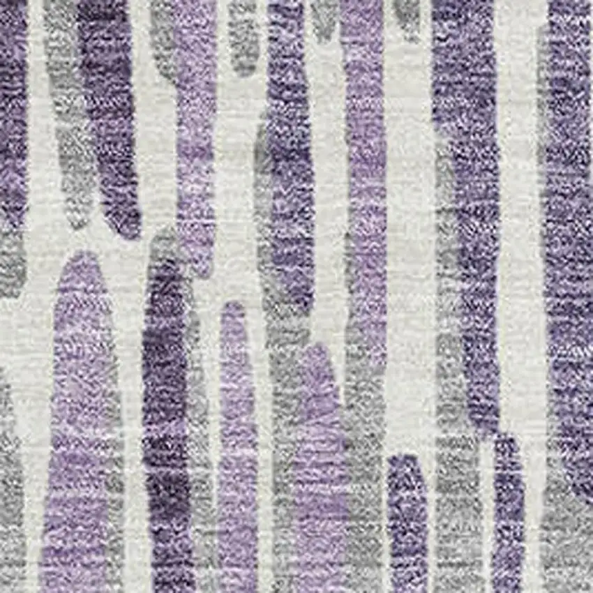 Purple Ivory And Gray Abstract Washable Area Rug With UV Protection Photo 3