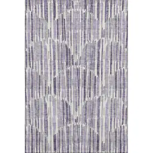 Photo of Purple Ivory And Gray Abstract Washable Area Rug With UV Protection