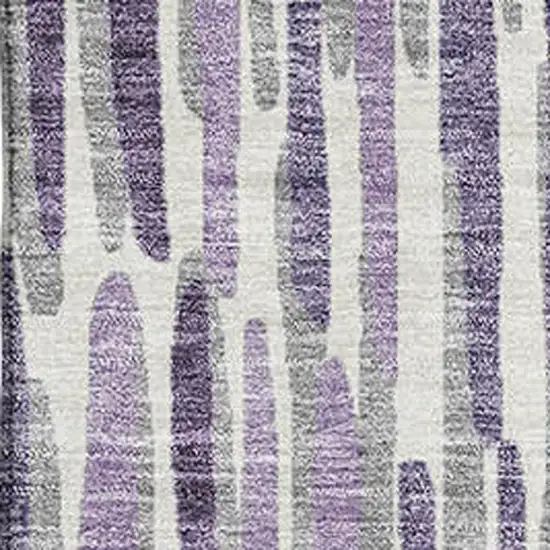 Purple Ivory And Gray Abstract Washable Area Rug With UV Protection Photo 3