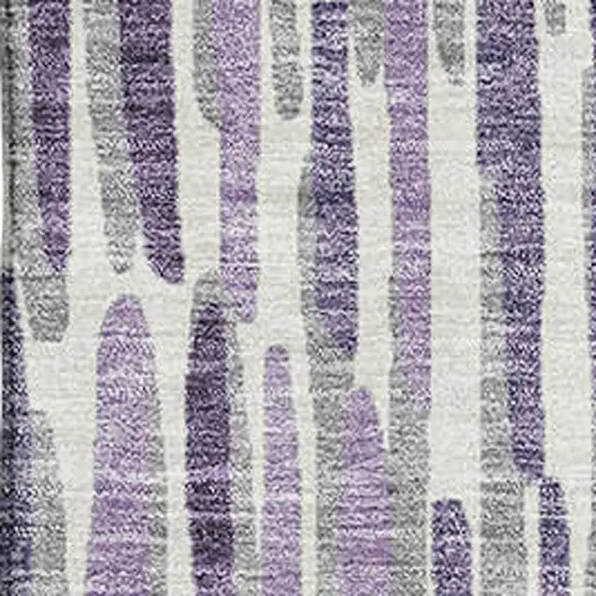 Purple Ivory And Gray Abstract Washable Area Rug With UV Protection Photo 3