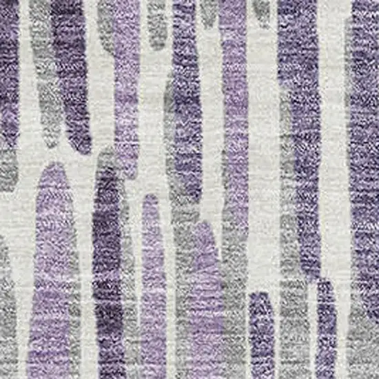Purple Ivory And Gray Abstract Washable Area Rug With UV Protection Photo 3