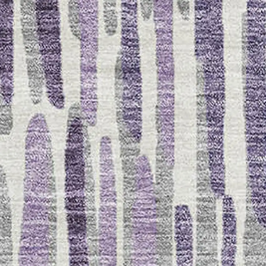 Purple Ivory And Gray Abstract Washable Area Rug With UV Protection Photo 3