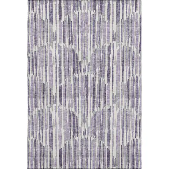 Purple Ivory And Gray Abstract Washable Area Rug With UV Protection Photo 1