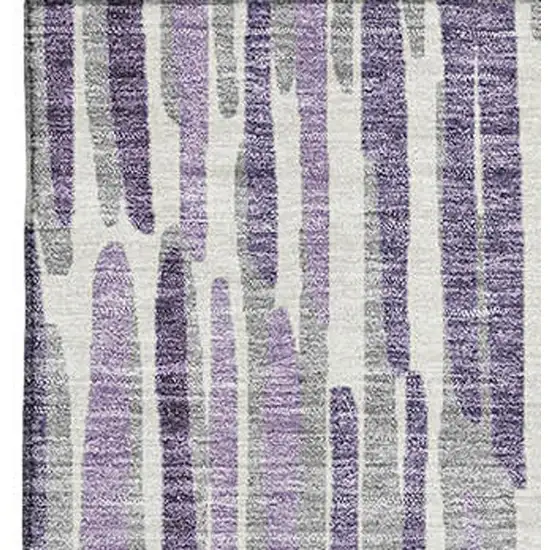 Purple Ivory And Gray Abstract Washable Area Rug With UV Protection Photo 4