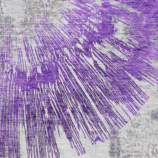 Purple Ivory And Gray Abstract Washable Area Rug With UV Protection Photo 4