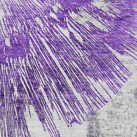 Purple Ivory And Gray Abstract Washable Area Rug With UV Protection Photo 3