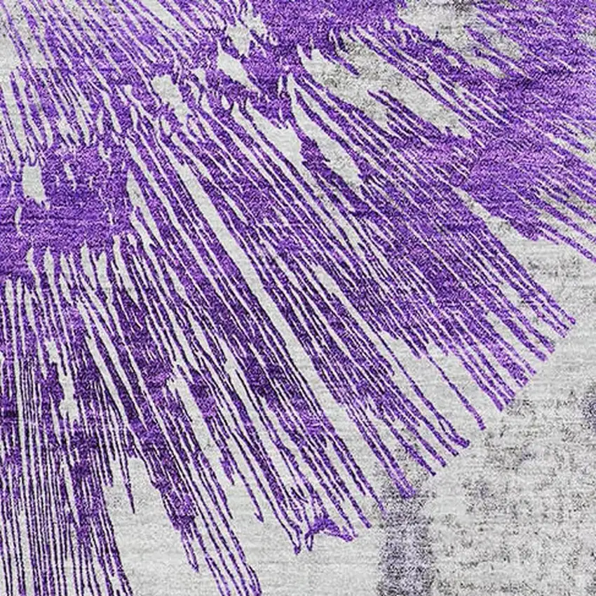 Purple Ivory And Gray Abstract Washable Area Rug With UV Protection Photo 3