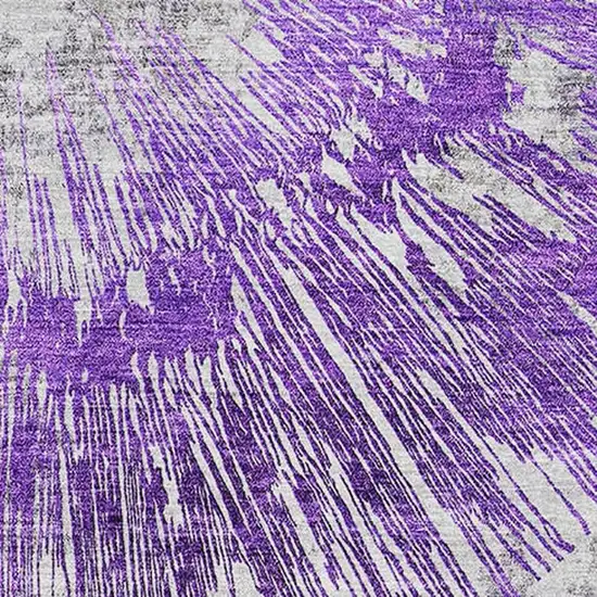 Purple Ivory And Gray Abstract Washable Area Rug With UV Protection Photo 3