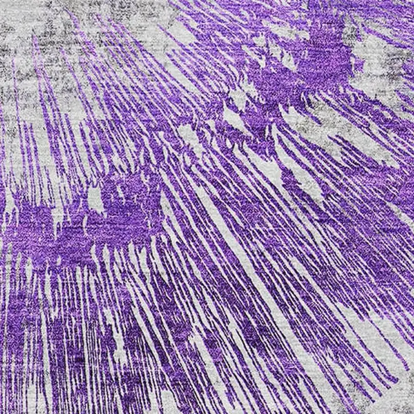 Purple Ivory And Gray Abstract Washable Area Rug With UV Protection Photo 3
