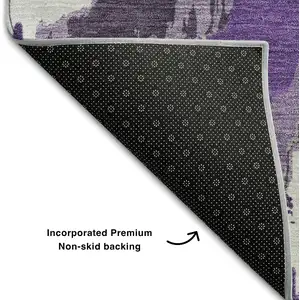 Photo of Purple Ivory And Gray Abstract Washable Area Rug With UV Protection