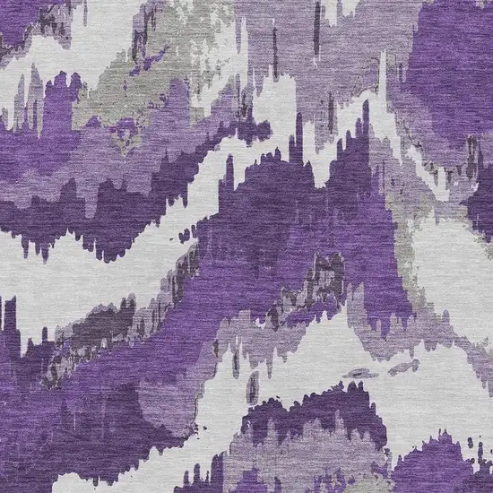 Purple Ivory And Gray Abstract Washable Area Rug With UV Protection Photo 4