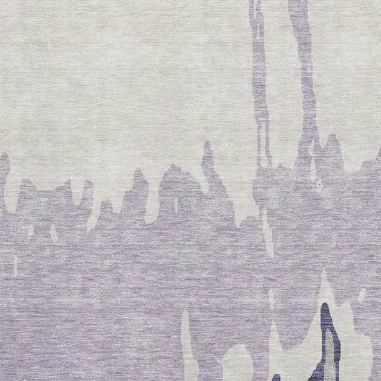 Purple Ivory And Gray Abstract Washable Area Rug With UV Protection Photo 2