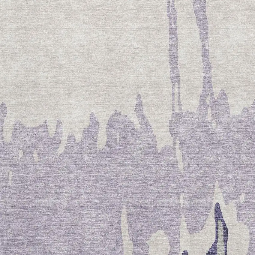 Purple Ivory And Gray Abstract Washable Area Rug With UV Protection Photo 2