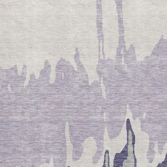 Purple Ivory And Gray Abstract Washable Area Rug With UV Protection Photo 2