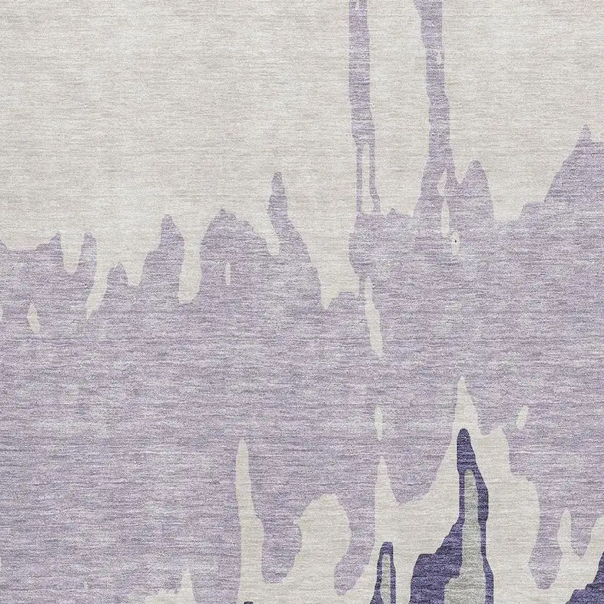 Purple Ivory And Gray Abstract Washable Area Rug With UV Protection Photo 2
