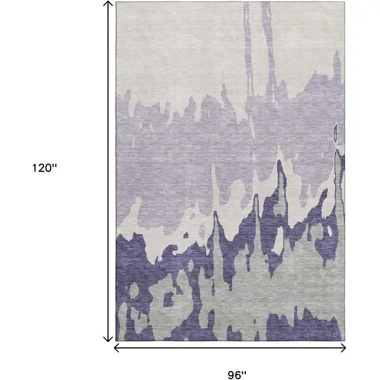 Purple Ivory And Gray Abstract Washable Area Rug With UV Protection Photo 8