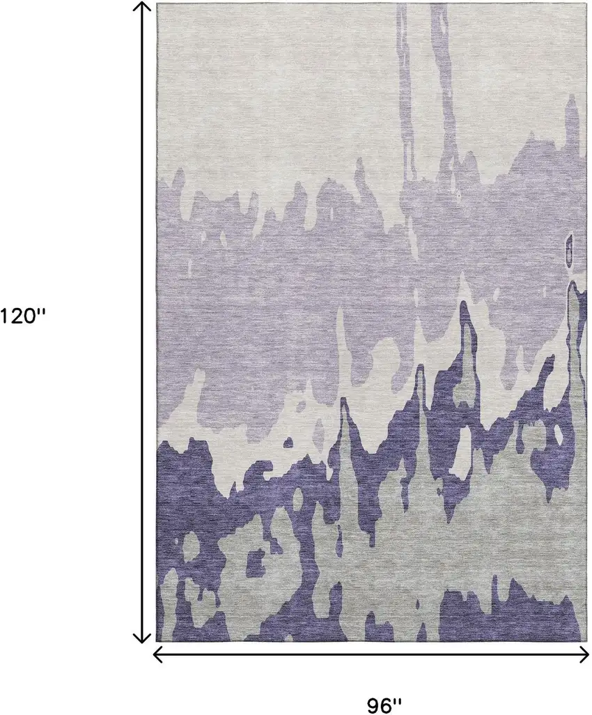 Purple Ivory And Gray Abstract Washable Area Rug With UV Protection Photo 8