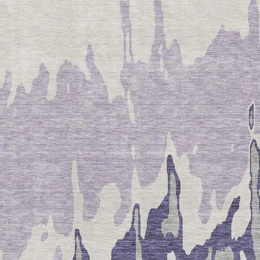 Purple Ivory And Gray Abstract Washable Area Rug With UV Protection Photo 2