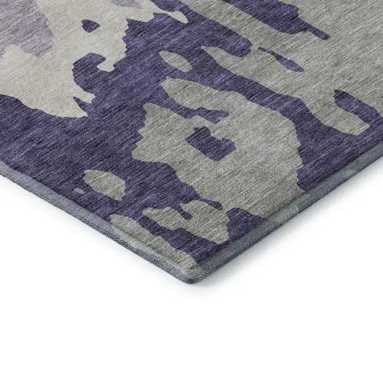 Purple Ivory And Gray Abstract Washable Area Rug With UV Protection Photo 7