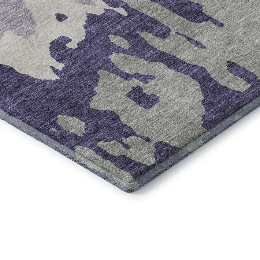 Purple Ivory And Gray Abstract Washable Area Rug With UV Protection Photo 7