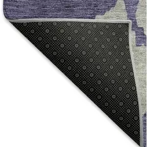 Photo of Purple Ivory And Gray Abstract Washable Area Rug With UV Protection