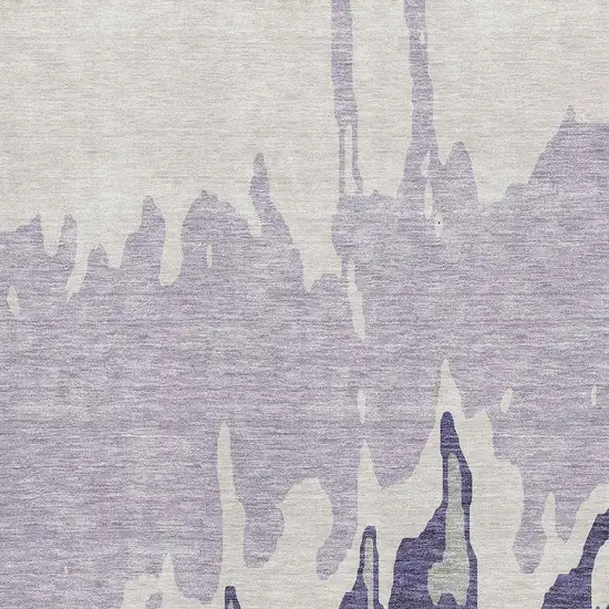 Purple Ivory And Gray Abstract Washable Area Rug With UV Protection Photo 2