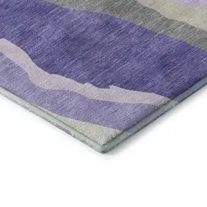 Photo of Purple Ivory And Gray Abstract Washable Area Rug With UV Protection