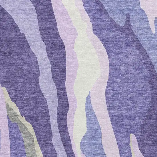 Purple Ivory And Gray Abstract Washable Area Rug With UV Protection Photo 3