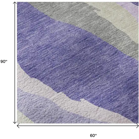 Purple Ivory And Gray Abstract Washable Area Rug With UV Protection Photo 9