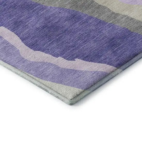 Purple Ivory And Gray Abstract Washable Area Rug With UV Protection Photo 7
