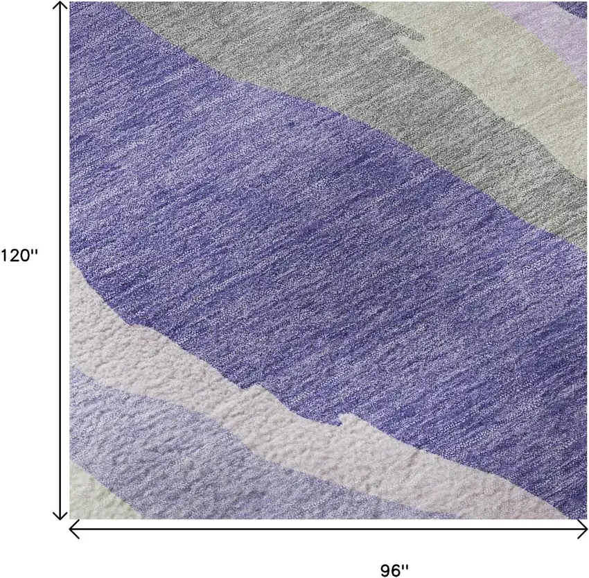 Purple Ivory And Gray Abstract Washable Area Rug With UV Protection Photo 9