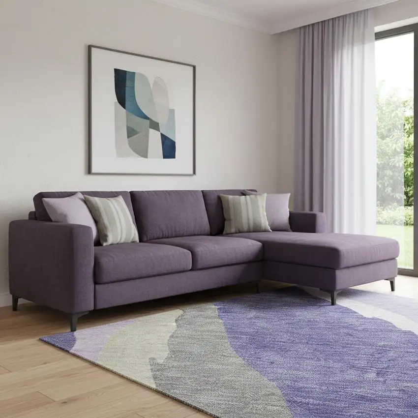 Purple Ivory And Gray Abstract Washable Area Rug With UV Protection Photo 2