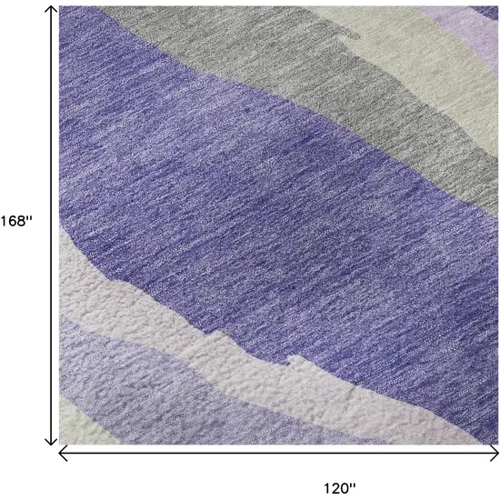 Purple Ivory And Gray Abstract Washable Area Rug With UV Protection Photo 9