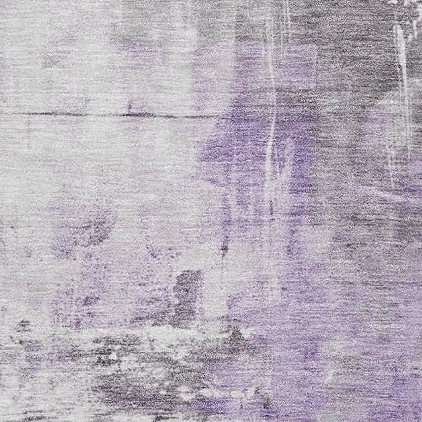 Purple Ivory And Gray Abstract Washable Area Rug With UV Protection Photo 2