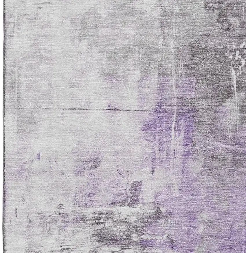 Purple Ivory And Gray Abstract Washable Area Rug With UV Protection Photo 3