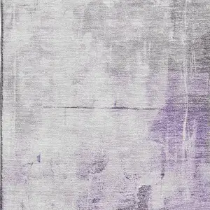 Photo of Purple Ivory And Gray Abstract Washable Area Rug With UV Protection
