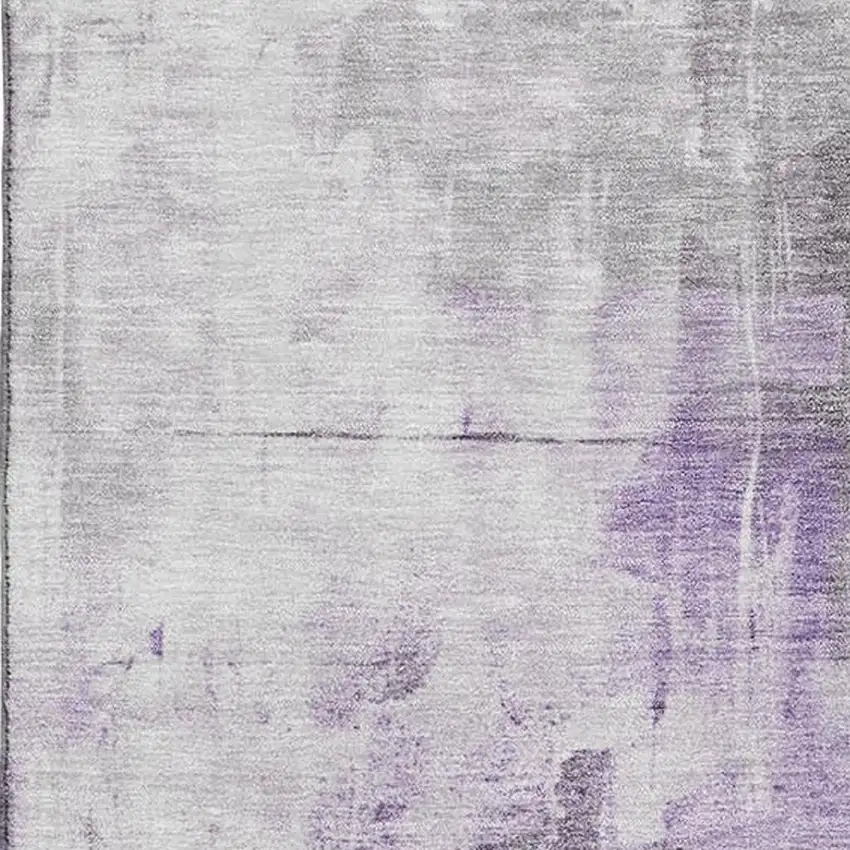 Purple Ivory And Gray Abstract Washable Area Rug With UV Protection Photo 2