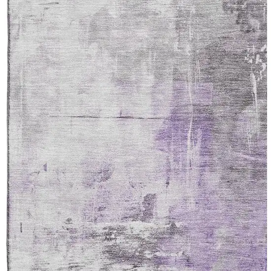 Purple Ivory And Gray Abstract Washable Area Rug With UV Protection Photo 3