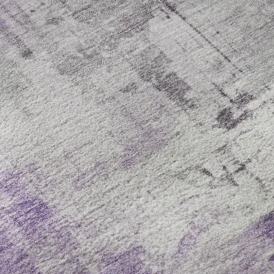 Purple Ivory And Gray Abstract Washable Area Rug With UV Protection Photo 9
