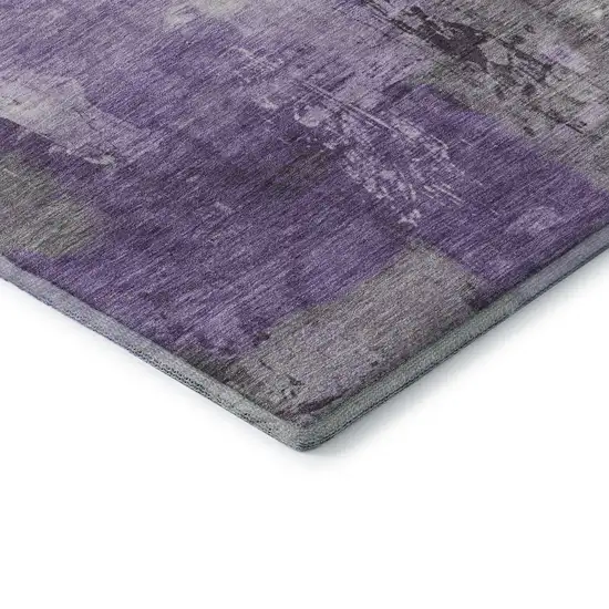 Purple Ivory And Gray Abstract Washable Area Rug With UV Protection Photo 8