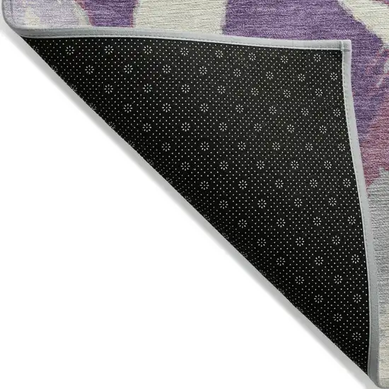 Purple Ivory And Gray Abstract Washable Indoor Outdoor Area Rug Photo 4
