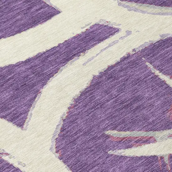 Purple Ivory And Gray Abstract Washable Indoor Outdoor Area Rug Photo 7