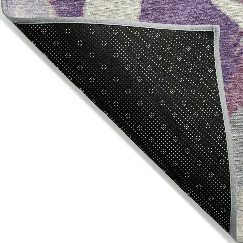 Purple Ivory And Gray Abstract Washable Indoor Outdoor Area Rug Photo 4