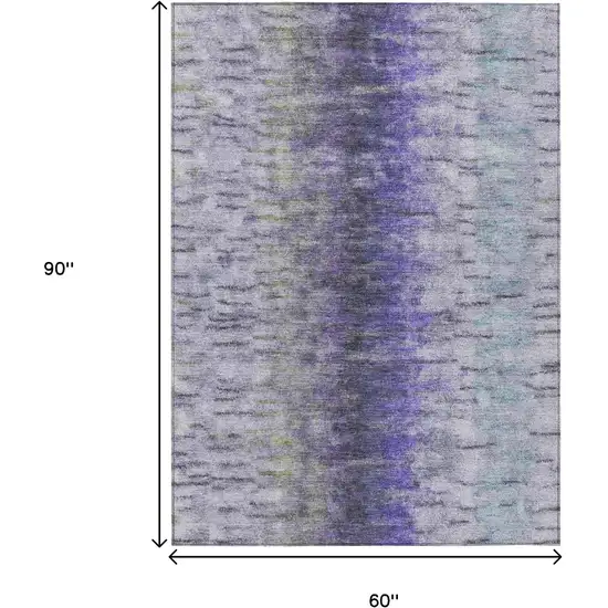 Purple Ivory And Gray Abstract Washable Indoor Outdoor Area Rug Photo 3