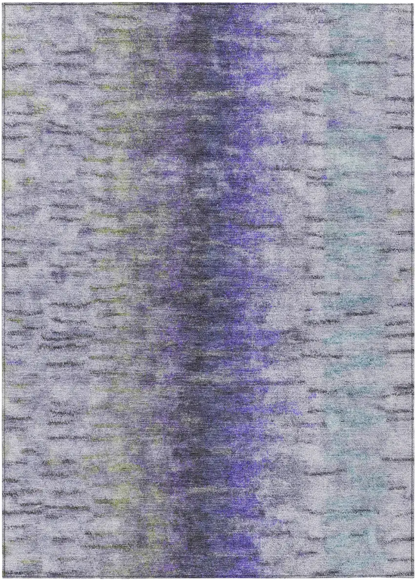 Purple Ivory And Gray Abstract Washable Indoor Outdoor Area Rug Photo 2