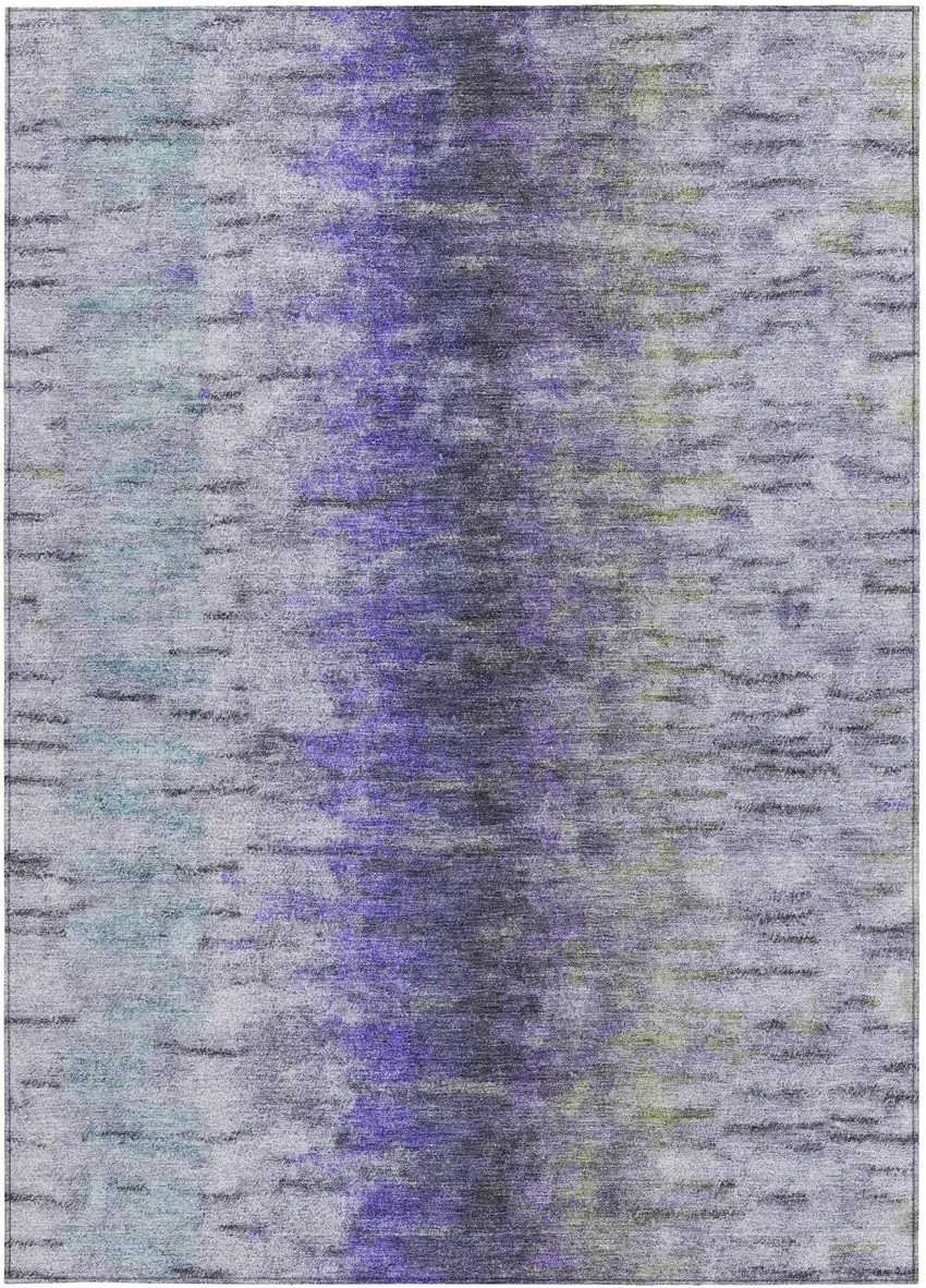Purple Ivory And Gray Abstract Washable Indoor Outdoor Area Rug Photo 5