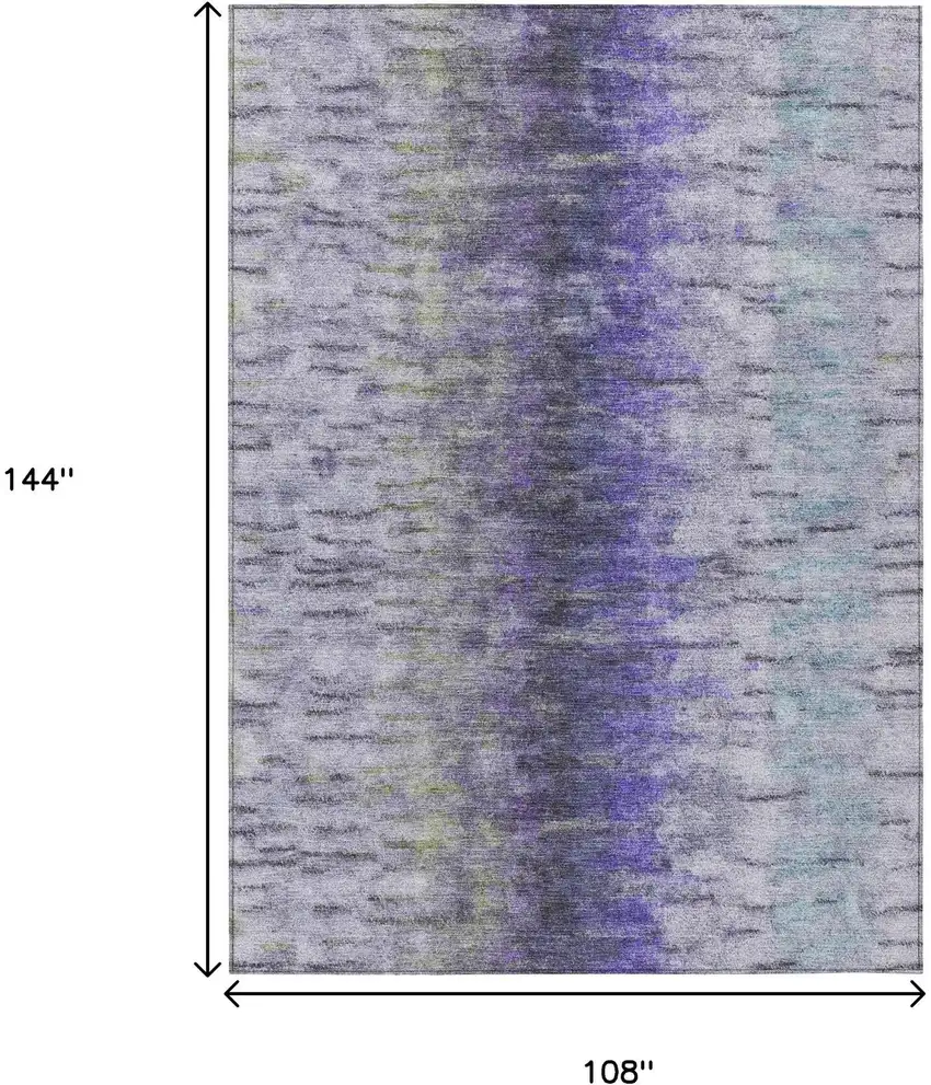 Purple Ivory And Gray Abstract Washable Indoor Outdoor Area Rug Photo 3