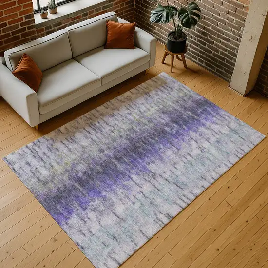 Purple Ivory And Gray Abstract Washable Indoor Outdoor Area Rug Photo 9